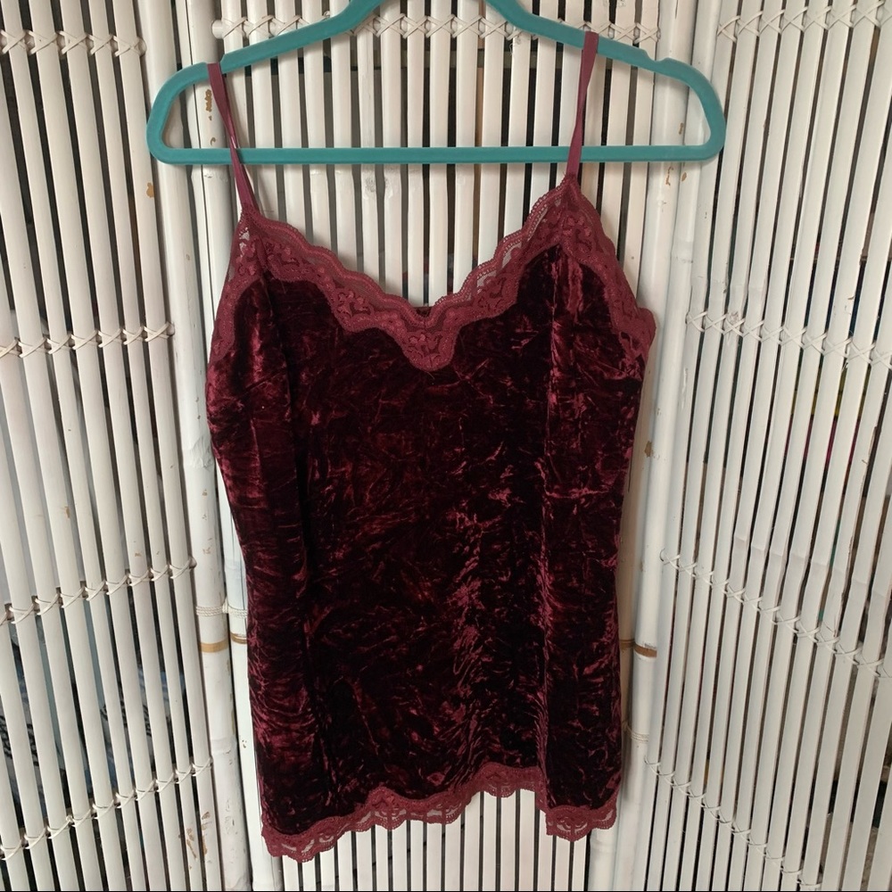 Tribal Dark Pink Lace Velvet Lingerie Tank Top